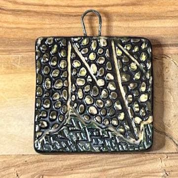 Leaves and Textures in Black Ceramic Pendants