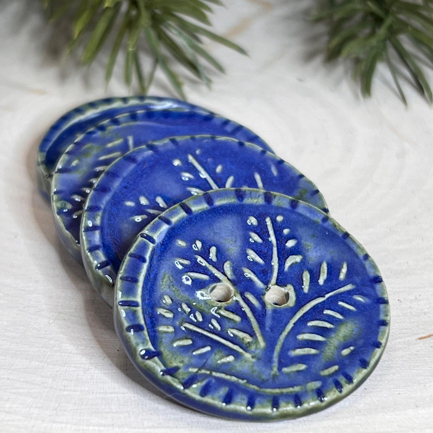 Large Blue and Green Wheat Round Button