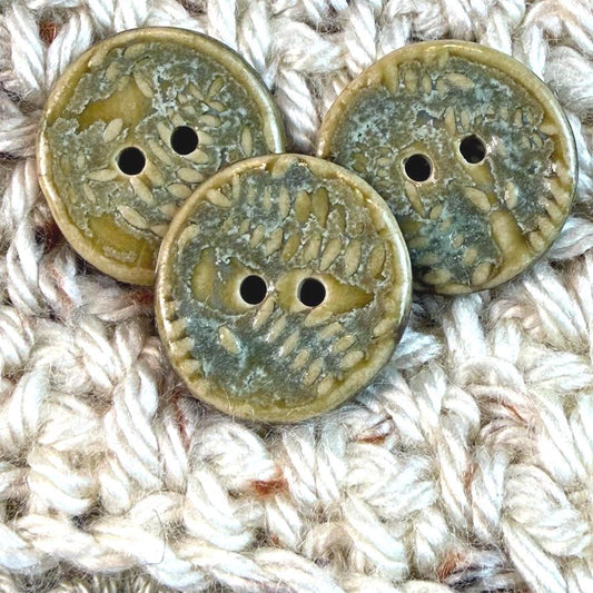 Small Spring Ferns with Green and Gold  2 Hole Round Buttons