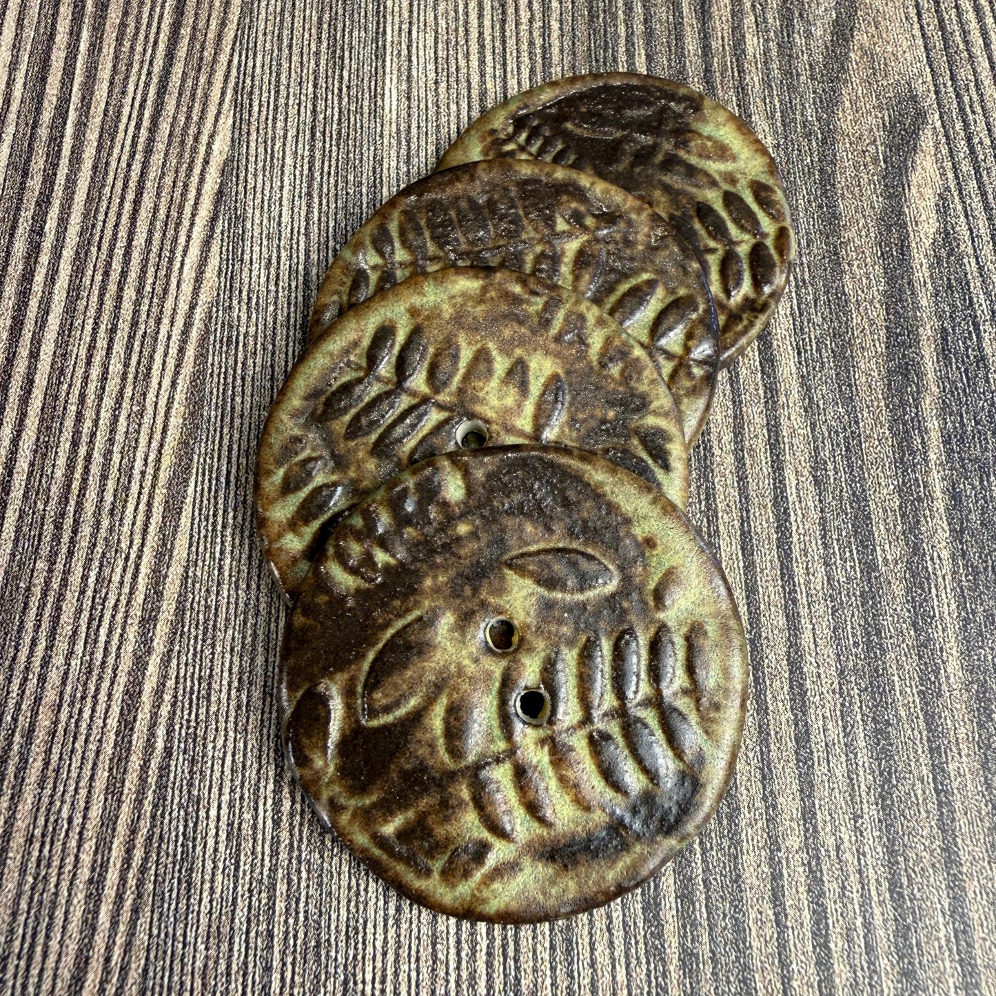 Gold and Brown Matte Fern Pattern Buttons
