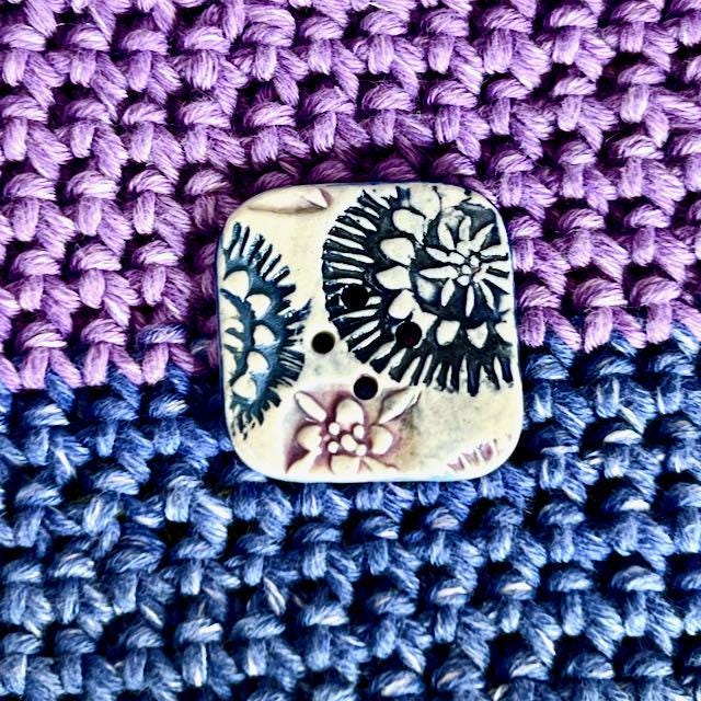 Purple and Blue Boho Designs on White Square Buttons