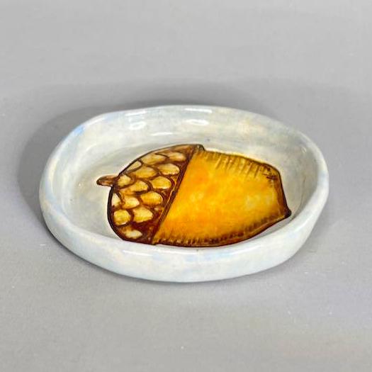 Handmade Ceramic Acorn Trinket Dish, Child's Ring Dish