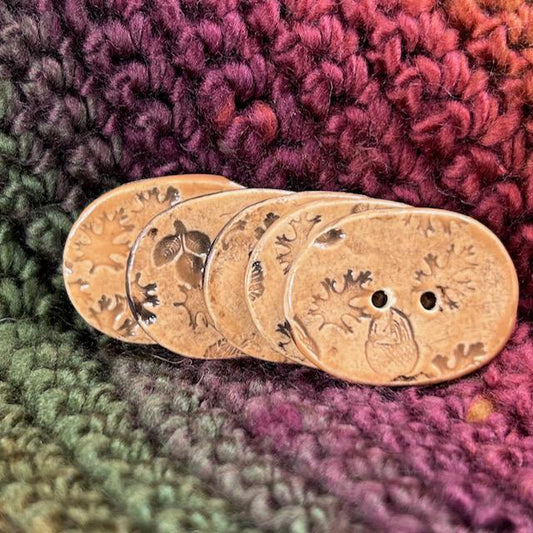 Fall Leaves and Acorns Patterned Oblong Ceramic Buttons