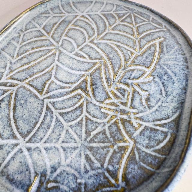 Small Dark Blue Oval with Spider Web Texture Trinket Tray/Teabag Holder/ Spoon Rest