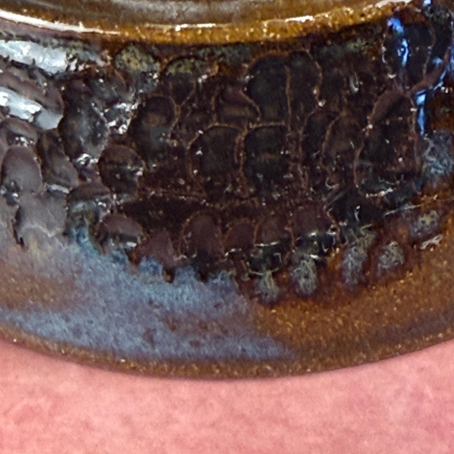 Small Blue and Brown Carved Texture Bowl