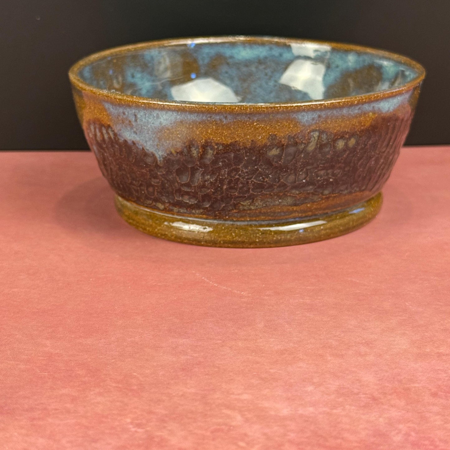 Small Blue and Brown Carved Texture Bowl