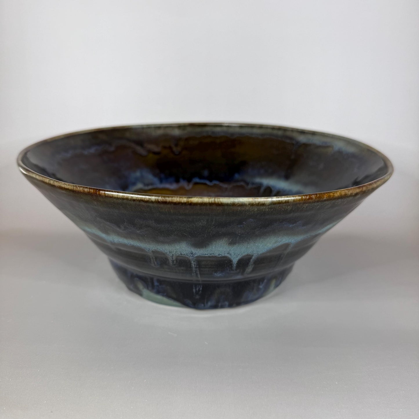 Dark Blue River Run Glazed Stoneware Serving Bowl/Fruit Bowl