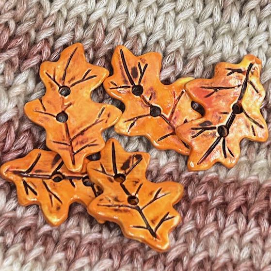 Orange Leaf Shaped Ceramic Button