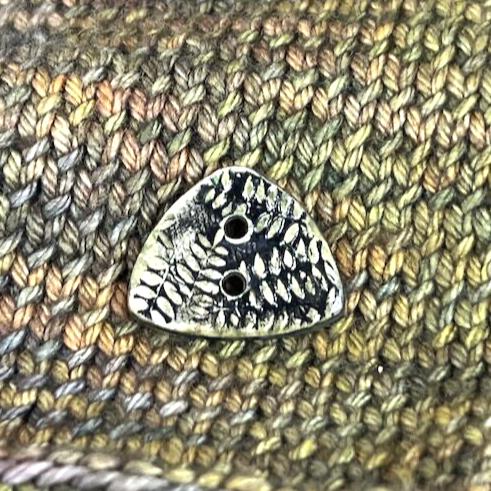 Woodland Fern Textured Triangular Ceramic Button