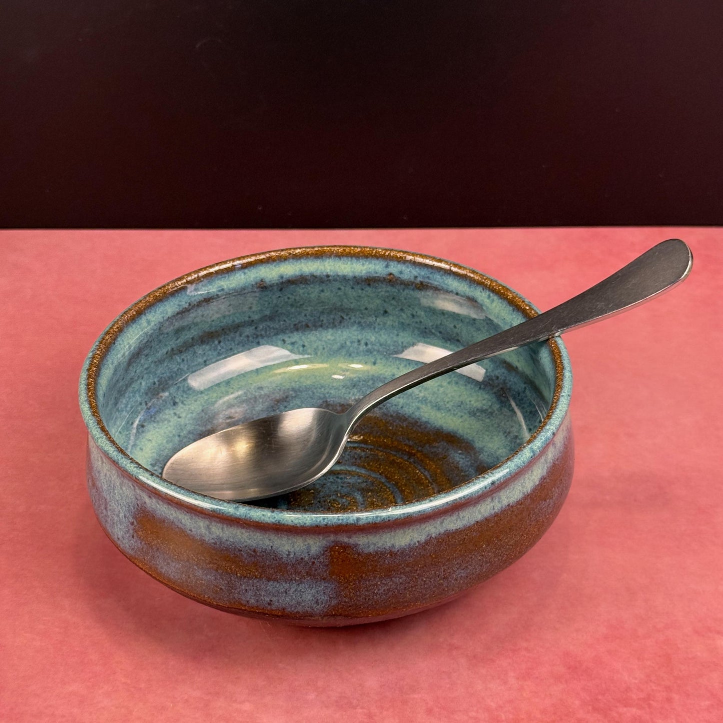 Blue with Brown Shallow Brown Stoneware Bowl