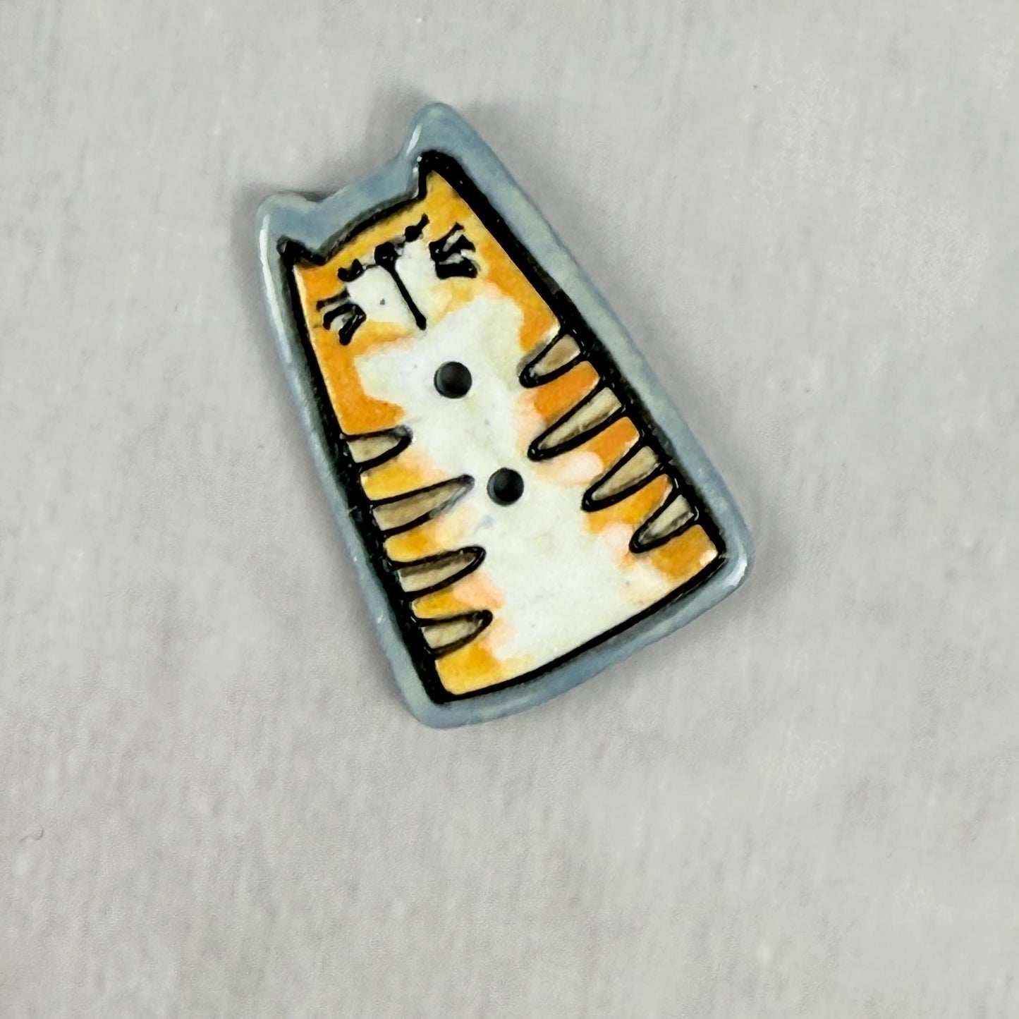 Orange Tiger Kitty Ceramic Button