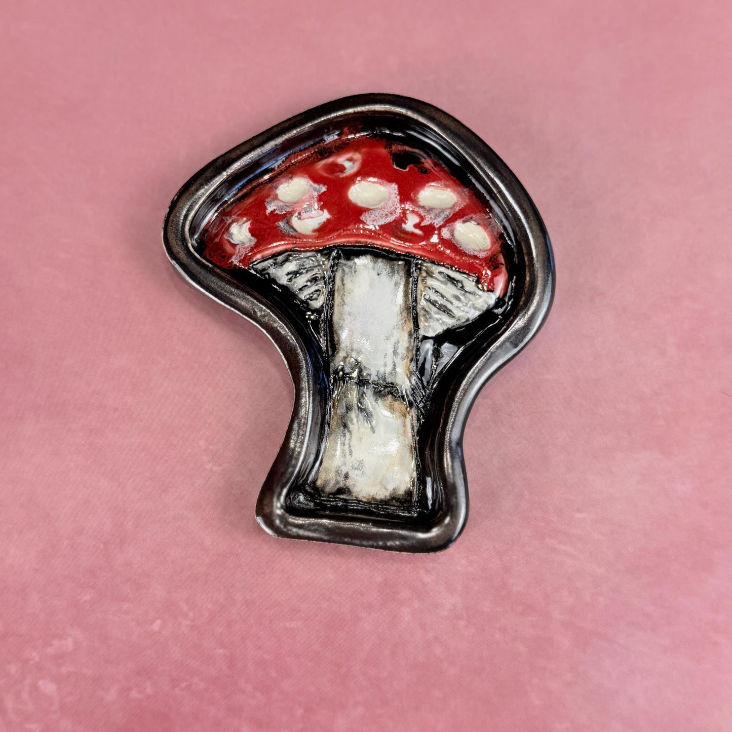 Small Red and White Mushroom Trinket Dish/Spoon Rest