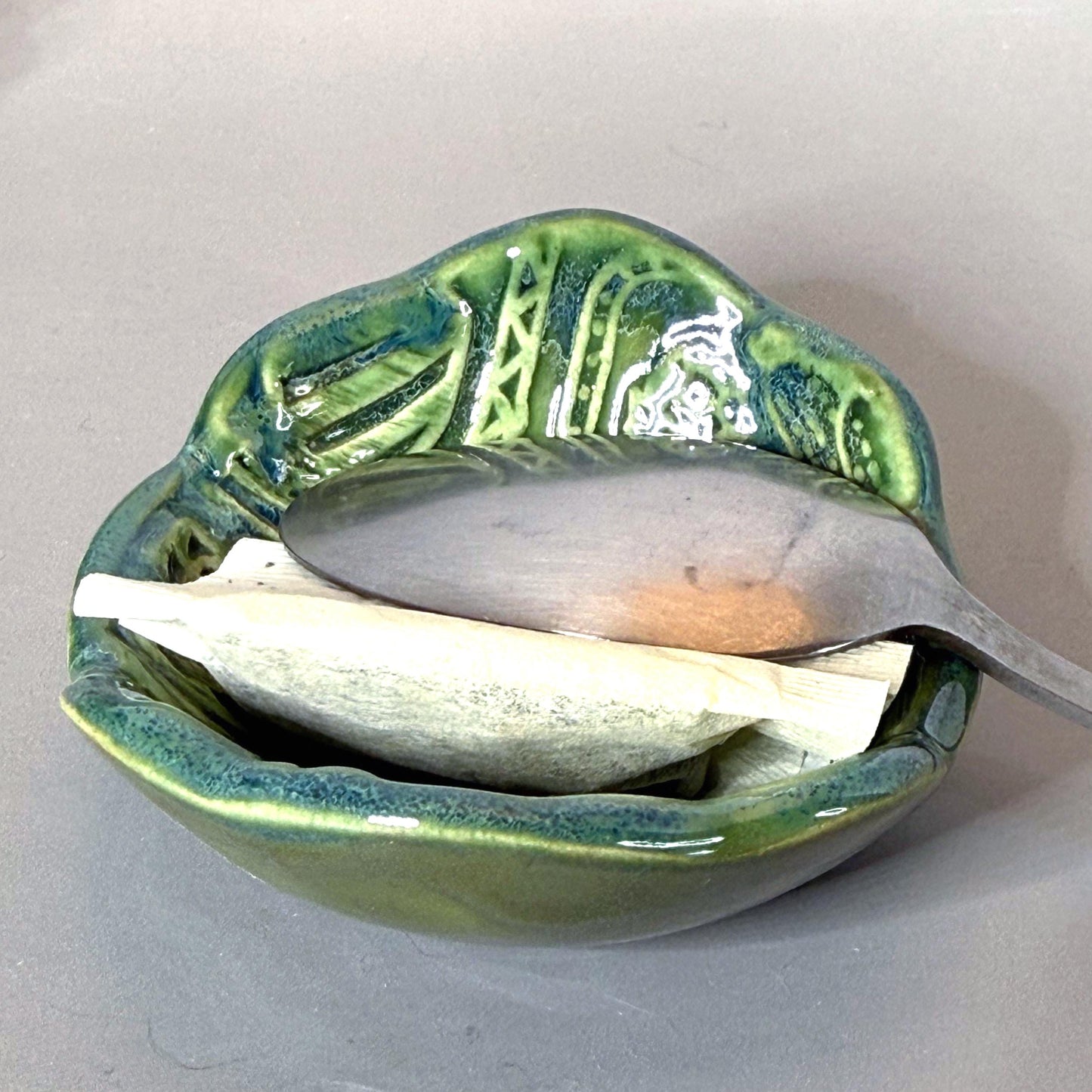 Succulent Design Teabag Holder and Spoon Rest