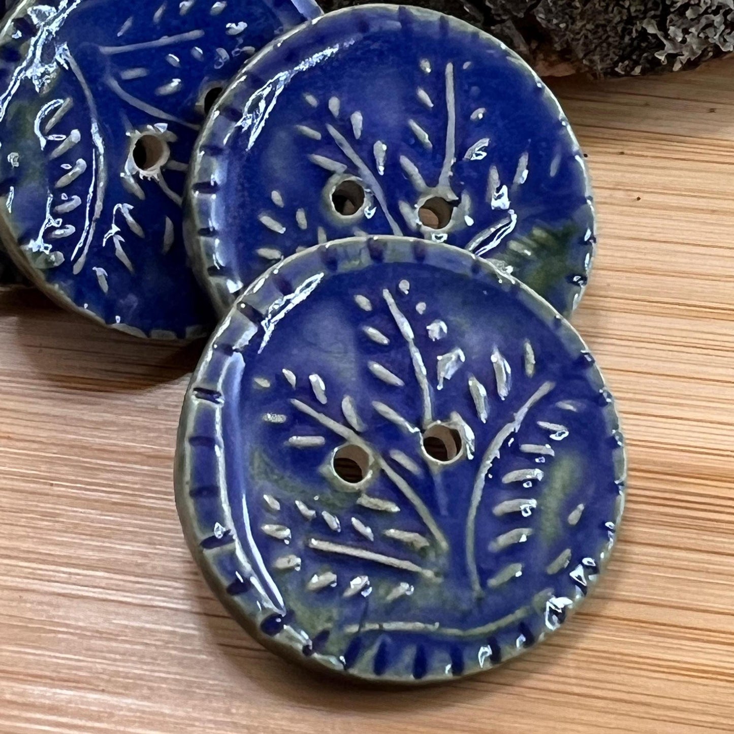 Large Blue and Green Wheat Round Button