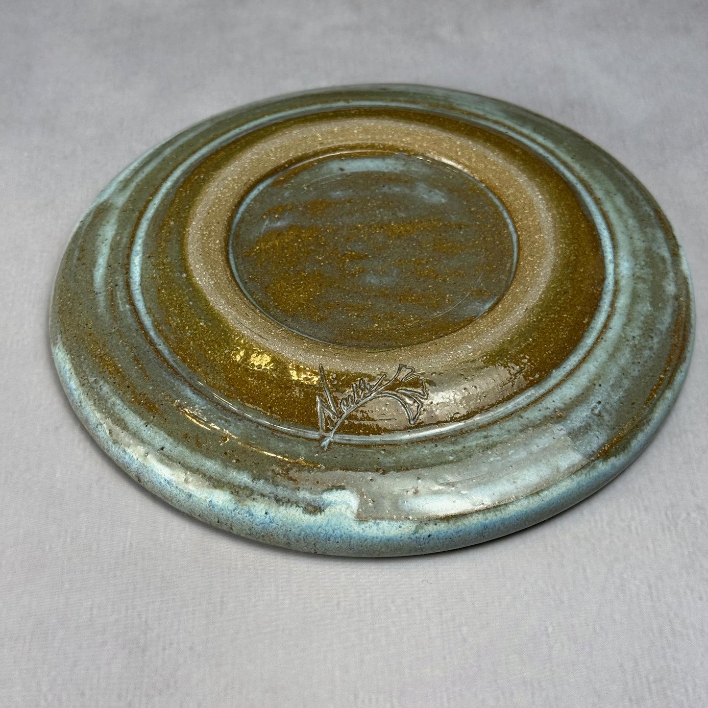 Blue and White Brown Stoneware Plate/Spoon Rest