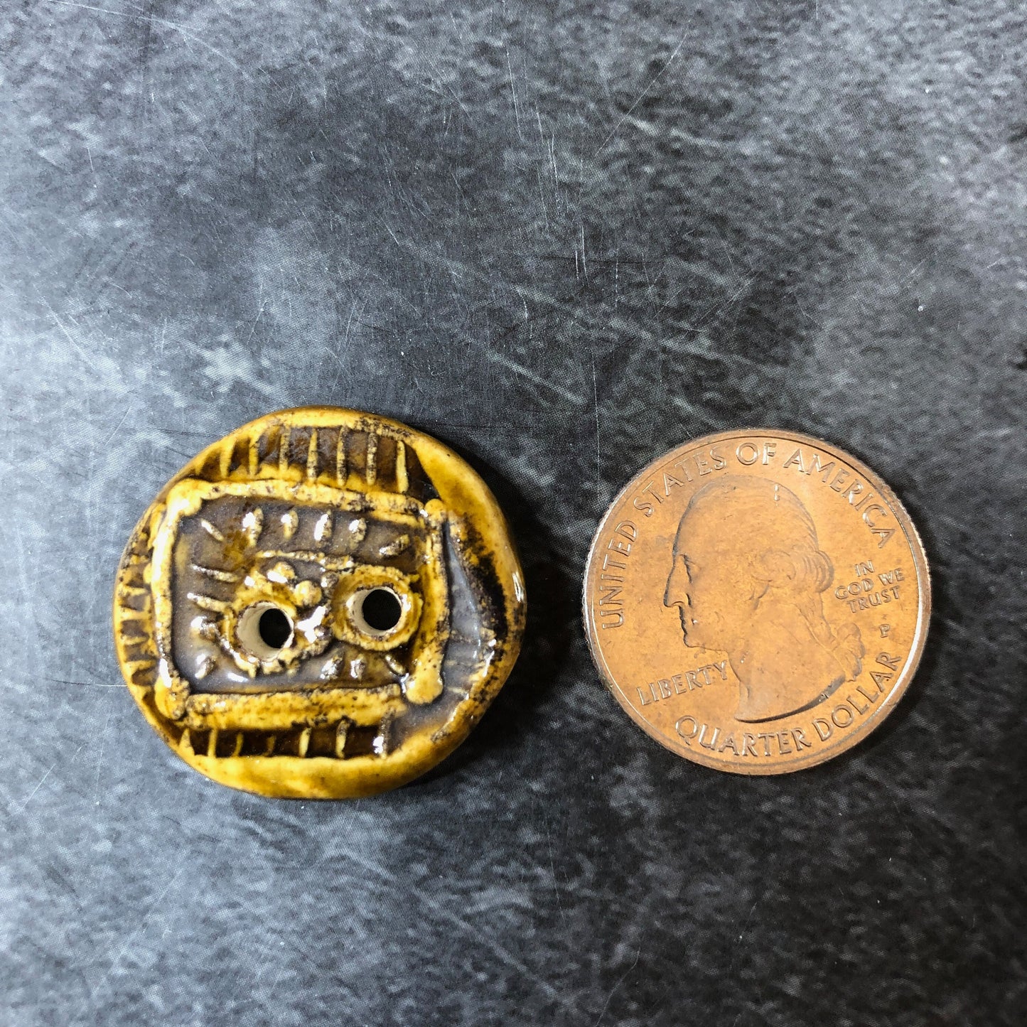 Textured Amber Brown Button