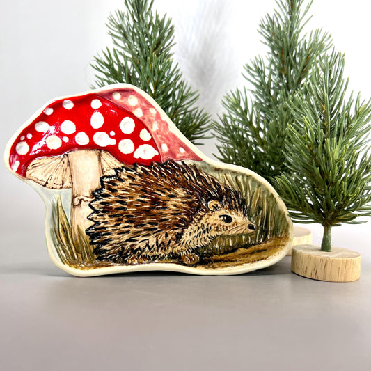 Hedgehog and Mushroom Trinket Dish/Tray/ Ring Dish/Spoon Rest