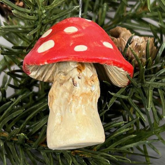 Red and White Mushroom Ceramic Ornament #3