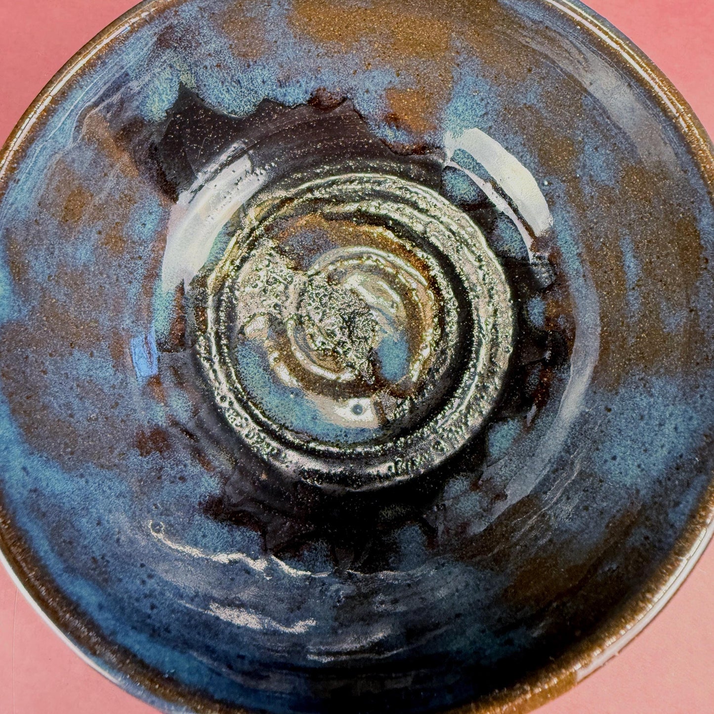 Small Blue and Brown Carved Texture Bowl