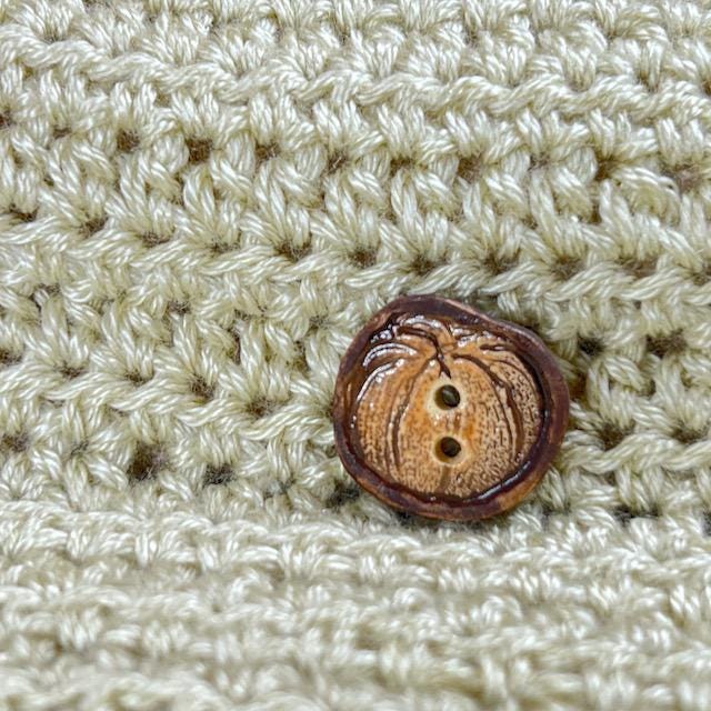 Pumpkin with Brown Details Ceramic Button