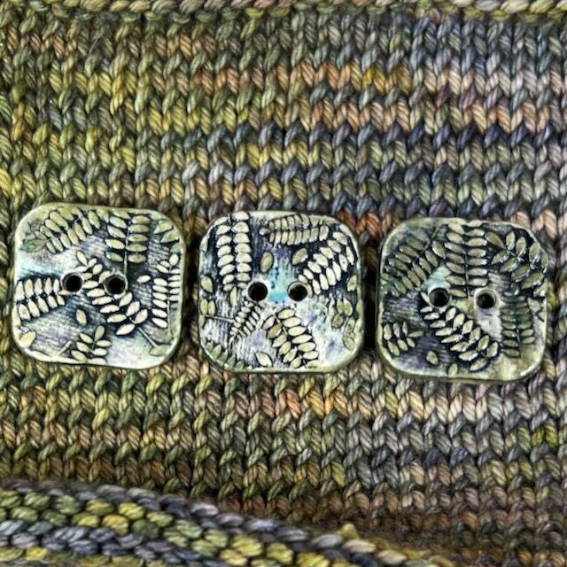 Woodland Fern Textured Square Ceramic Button