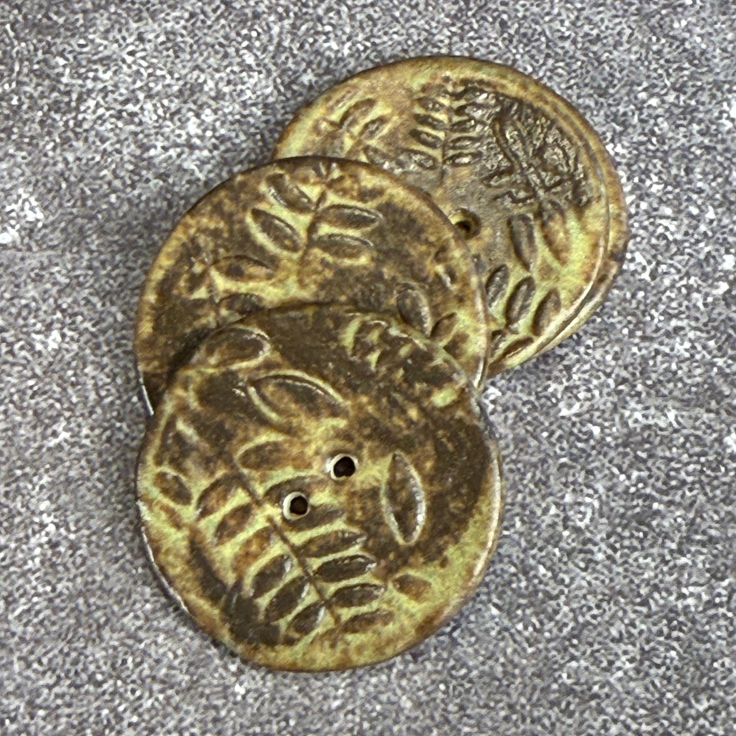 Gold and Brown Matte Fern Pattern Buttons