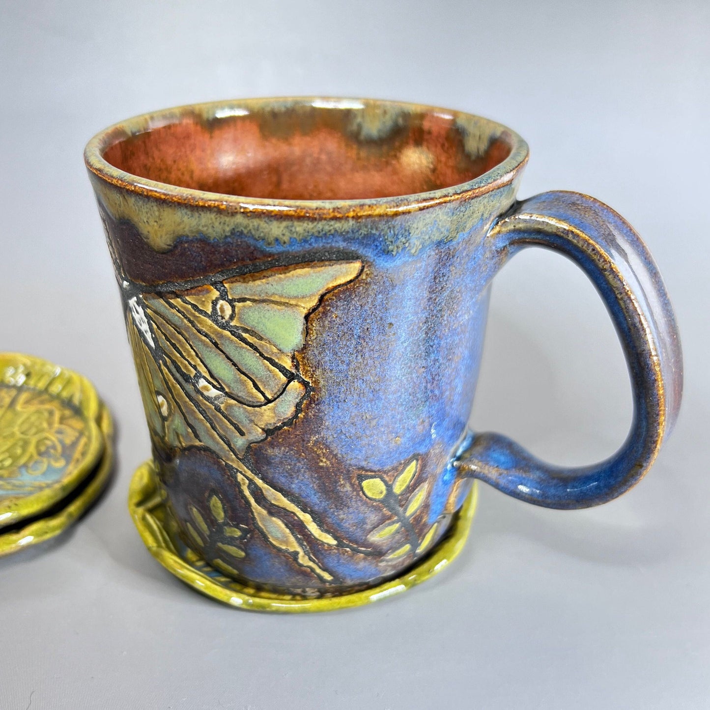 Succulent Patterned Stoneware Teabag Holder/Spoon Rest