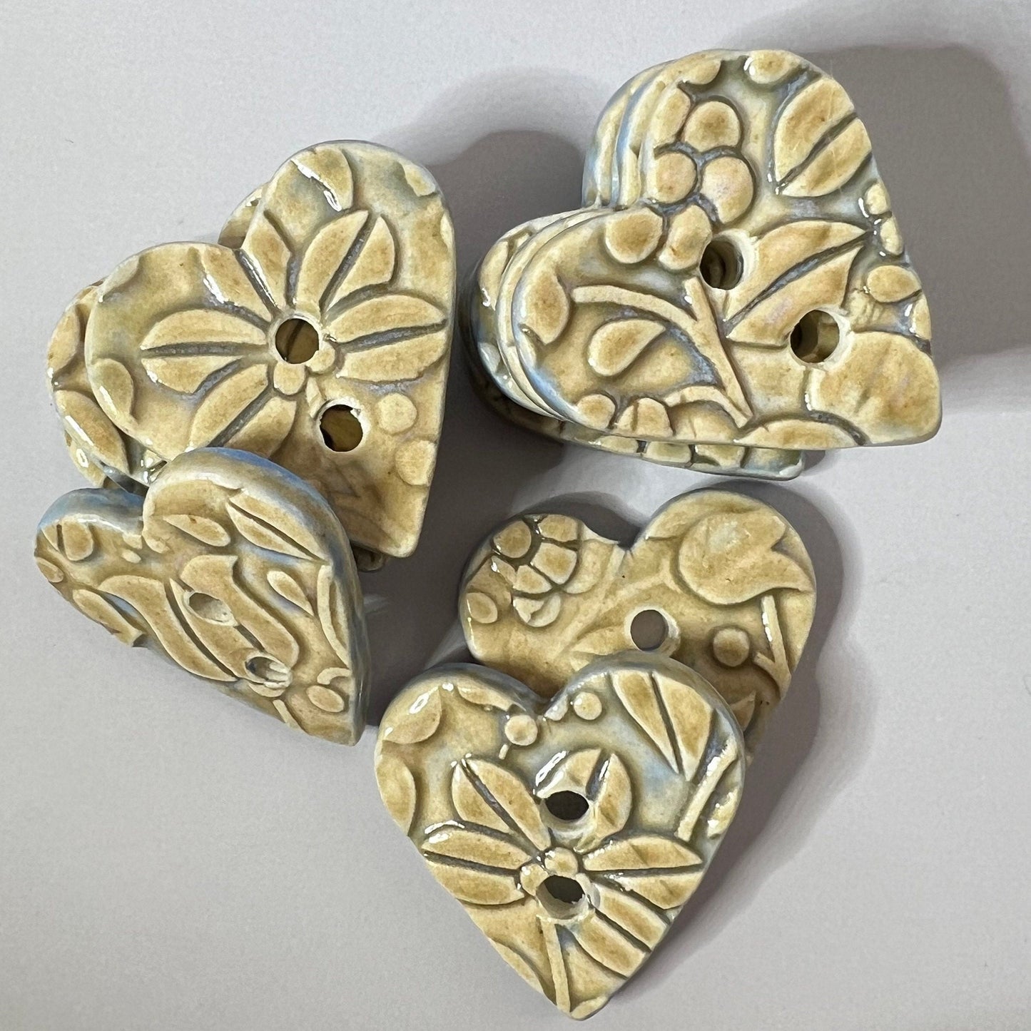 Light Yellow and Blue Floral Hearts