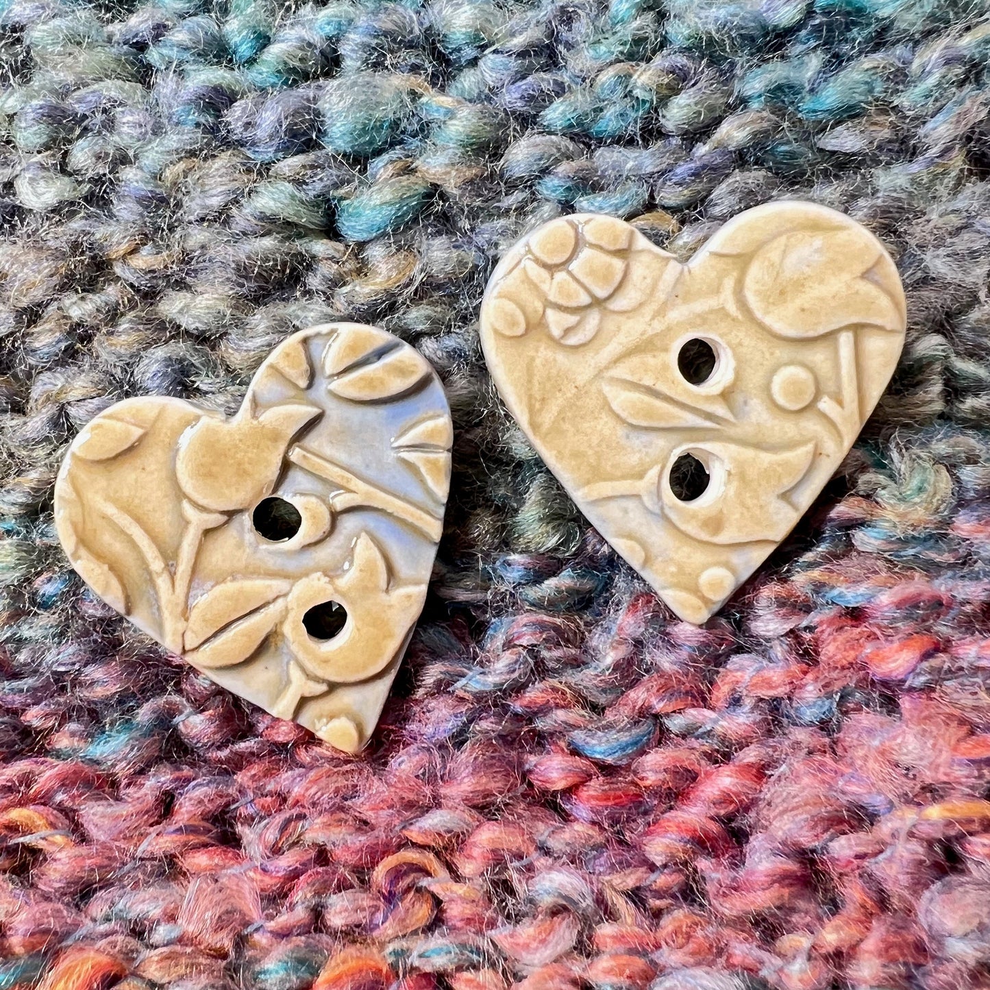 Light Yellow and Blue Floral Hearts