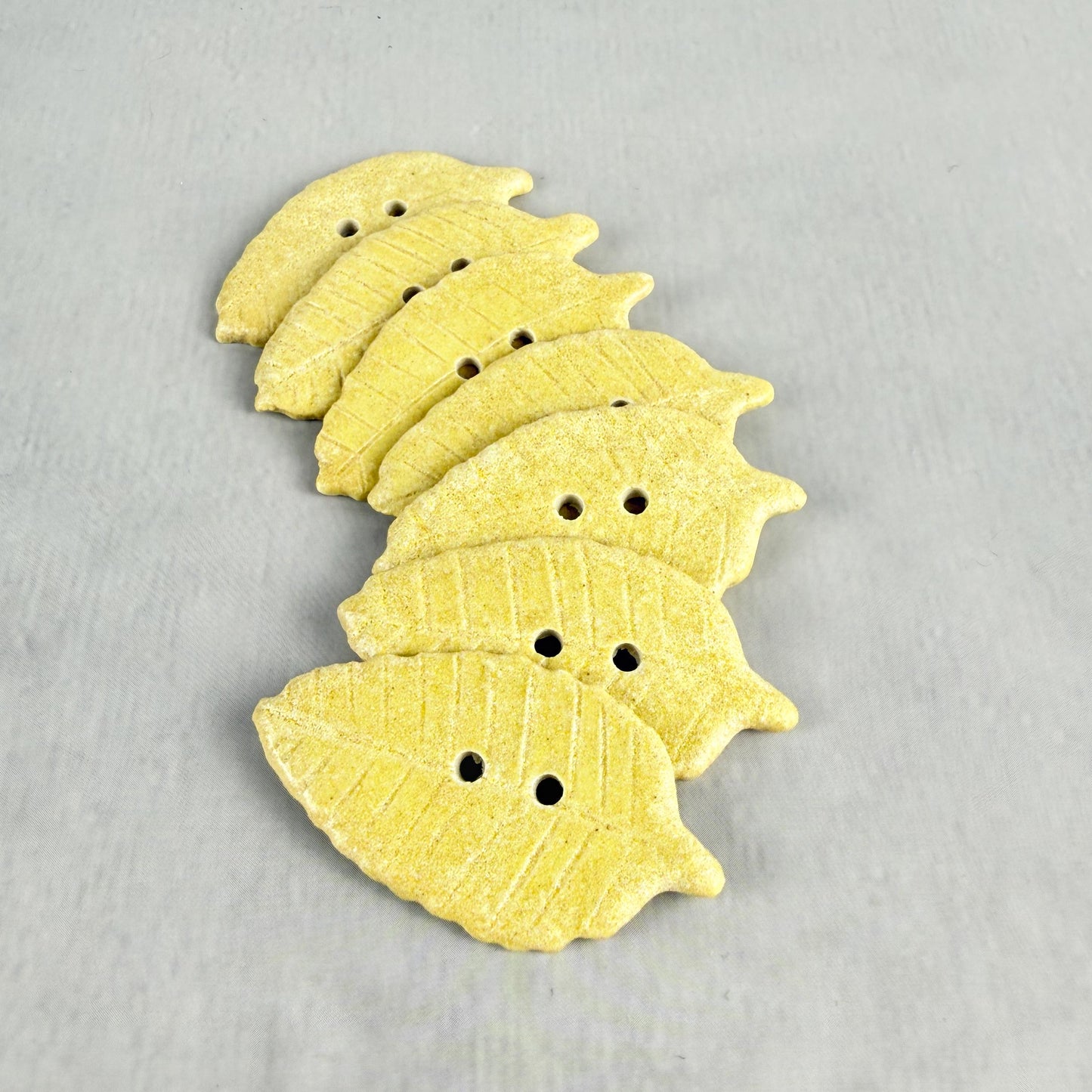 Large Yellow Leaf Ceramic Button