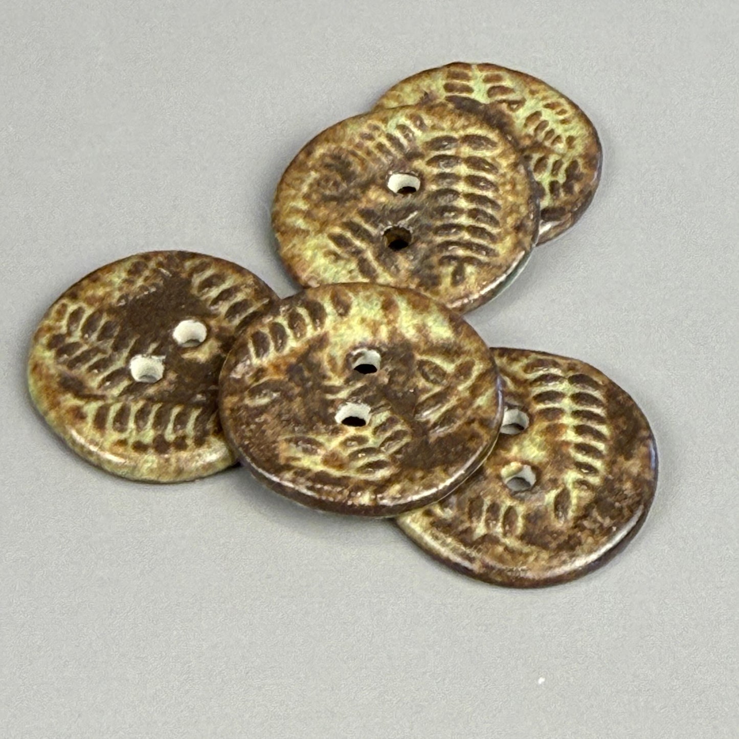 Gold and Brown Matte Fern Pattern Buttons