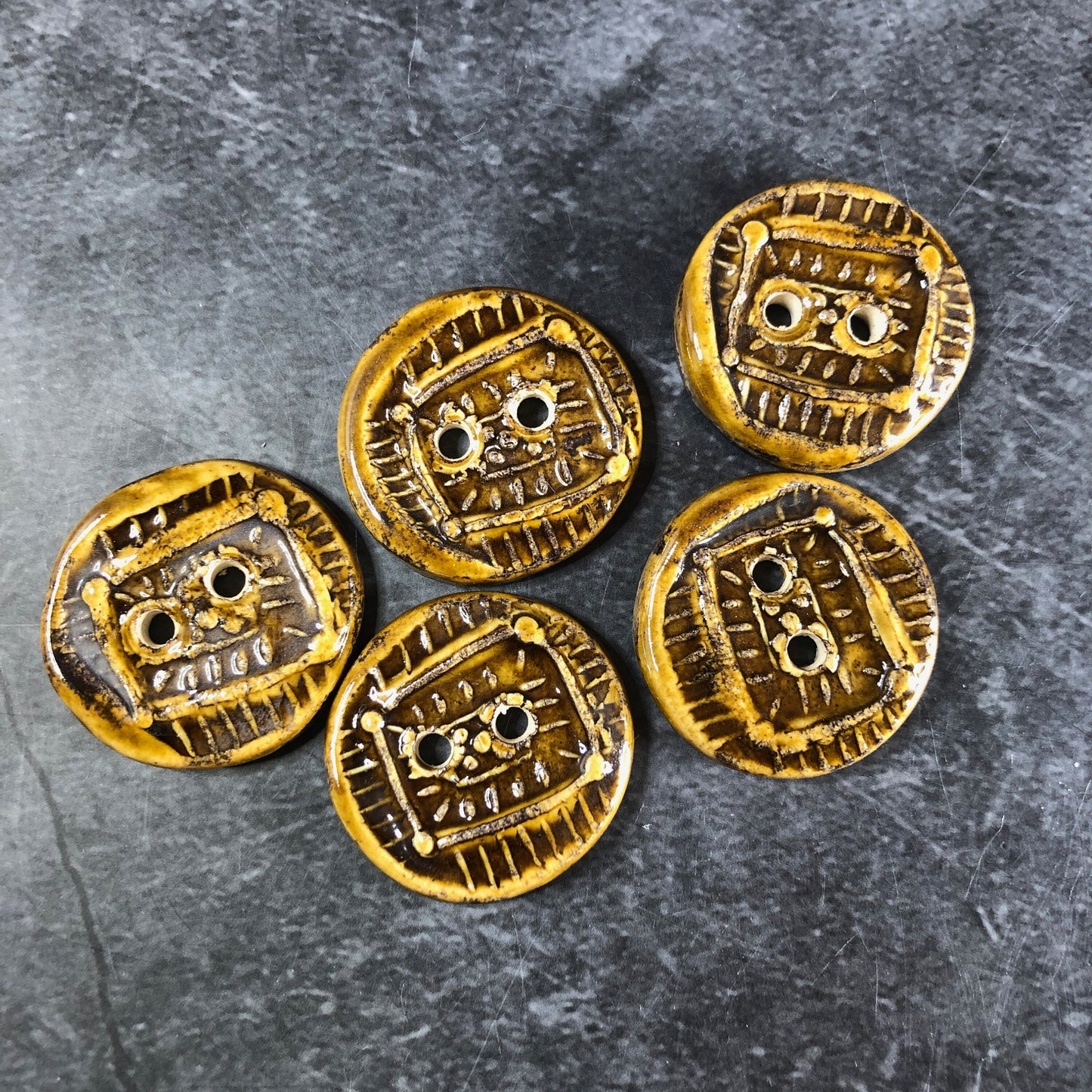Textured Amber Brown Button