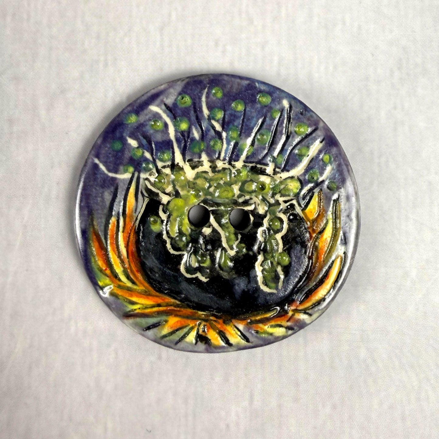 Witch's Brew Black Cauldron Large Round Button