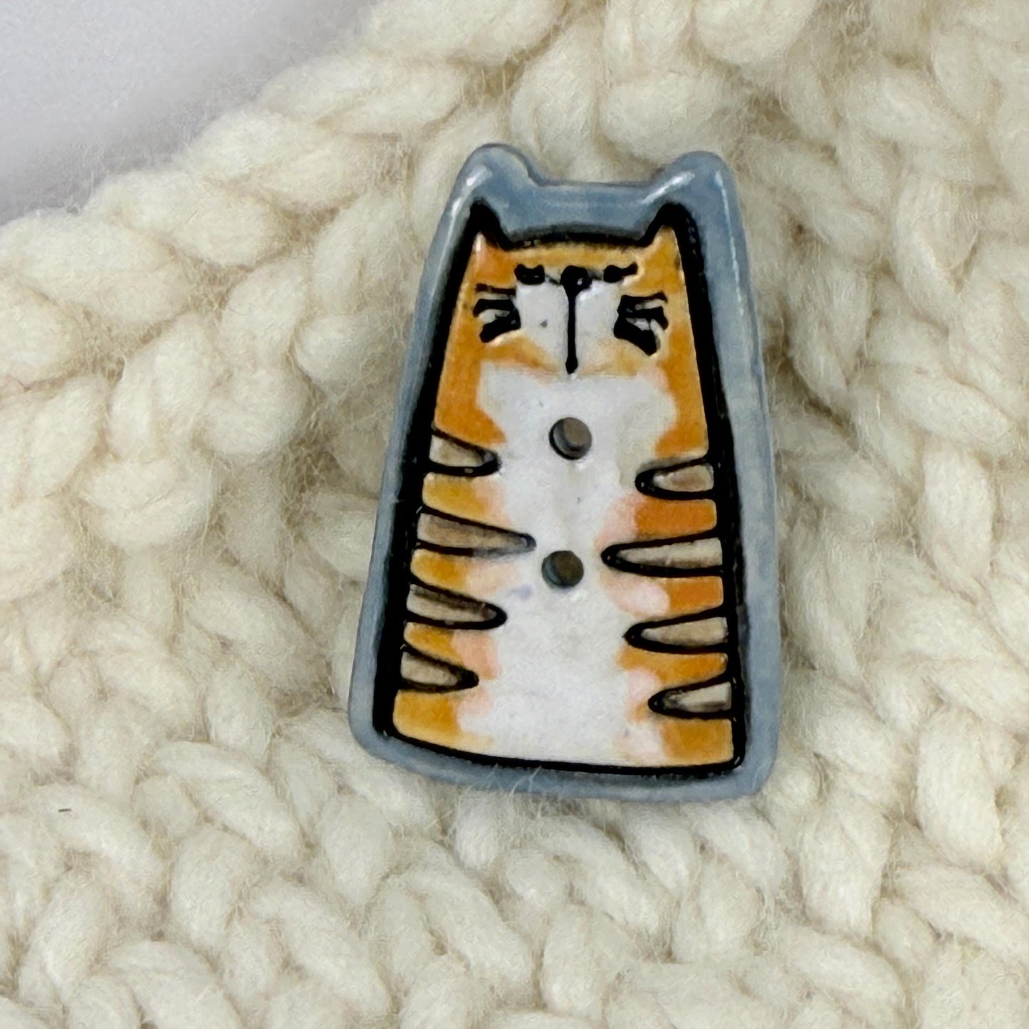 Orange Tiger Kitty Ceramic Button