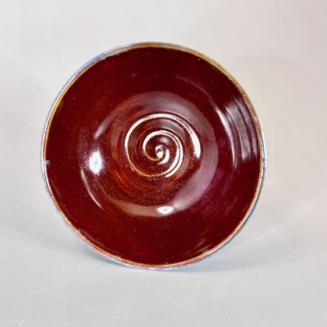 Handmade Glazed Stoneware Prep Bowl, Blue Berry Condiment Bowl