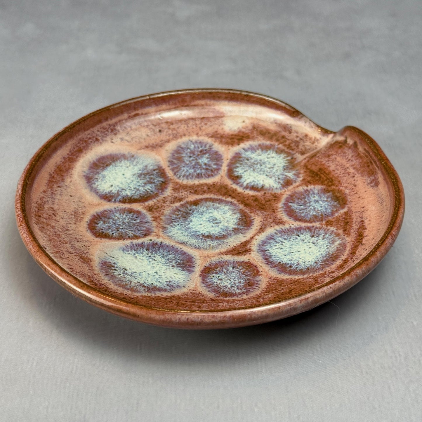Pink and Blue Stoneware Spoon Rest