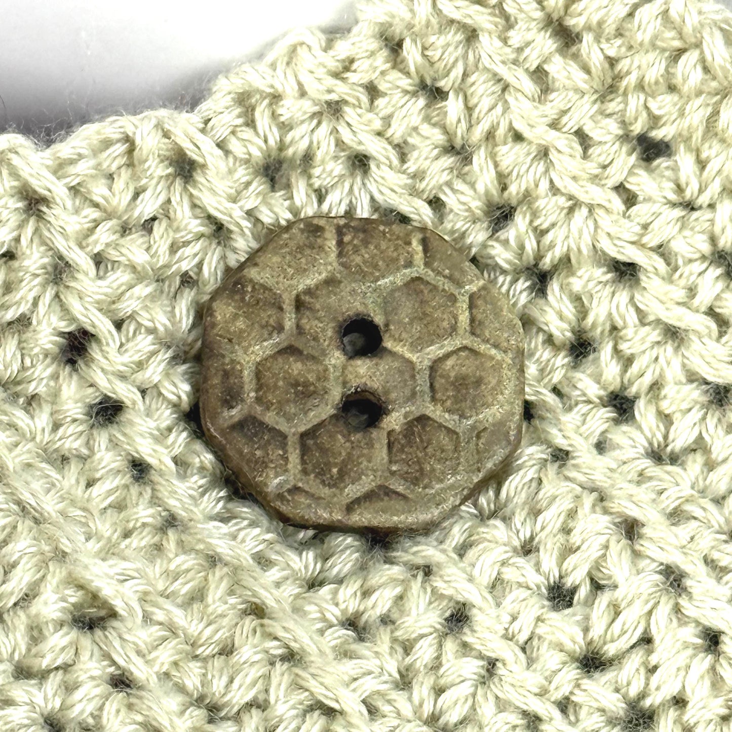 Golden Yellow Bee Hive Pattern on Black Porcelain Octagon Shaped Button