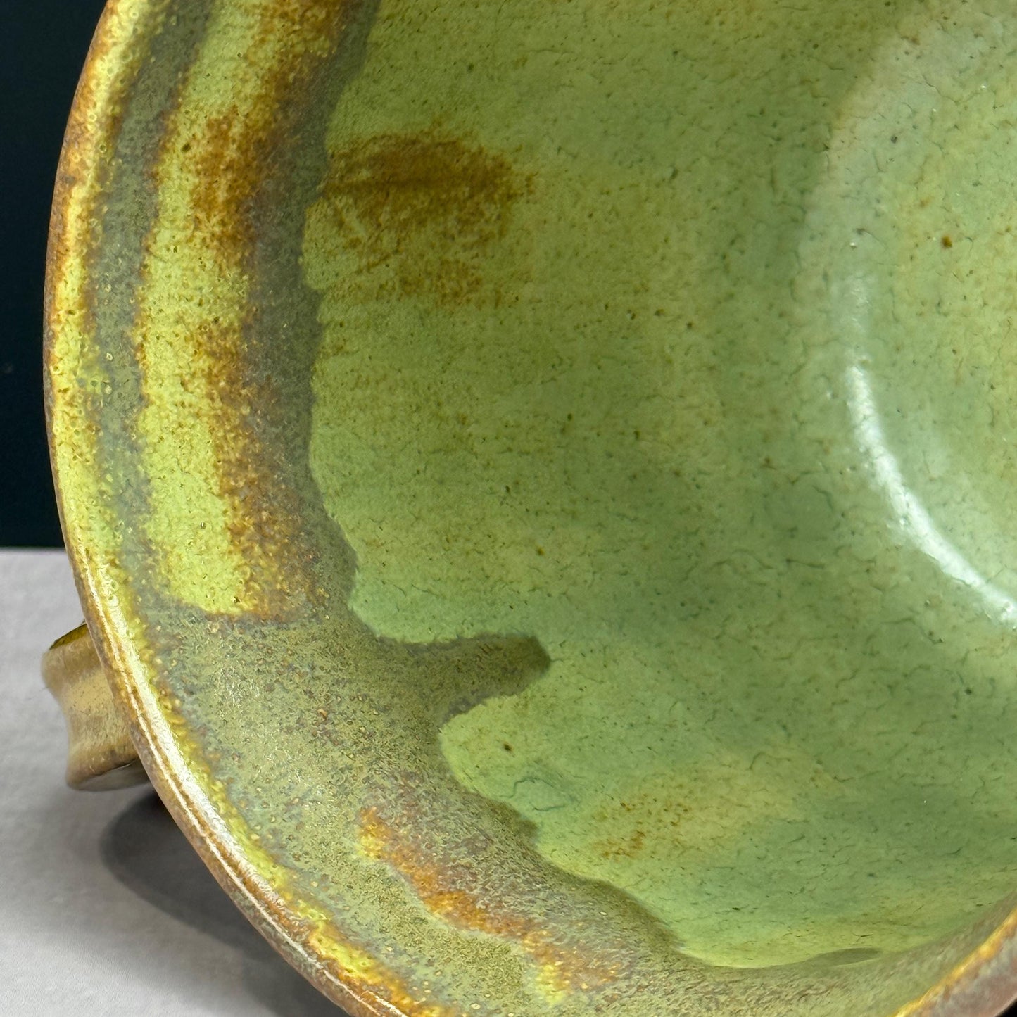 Yellow Ochre and Green Rustic Mug