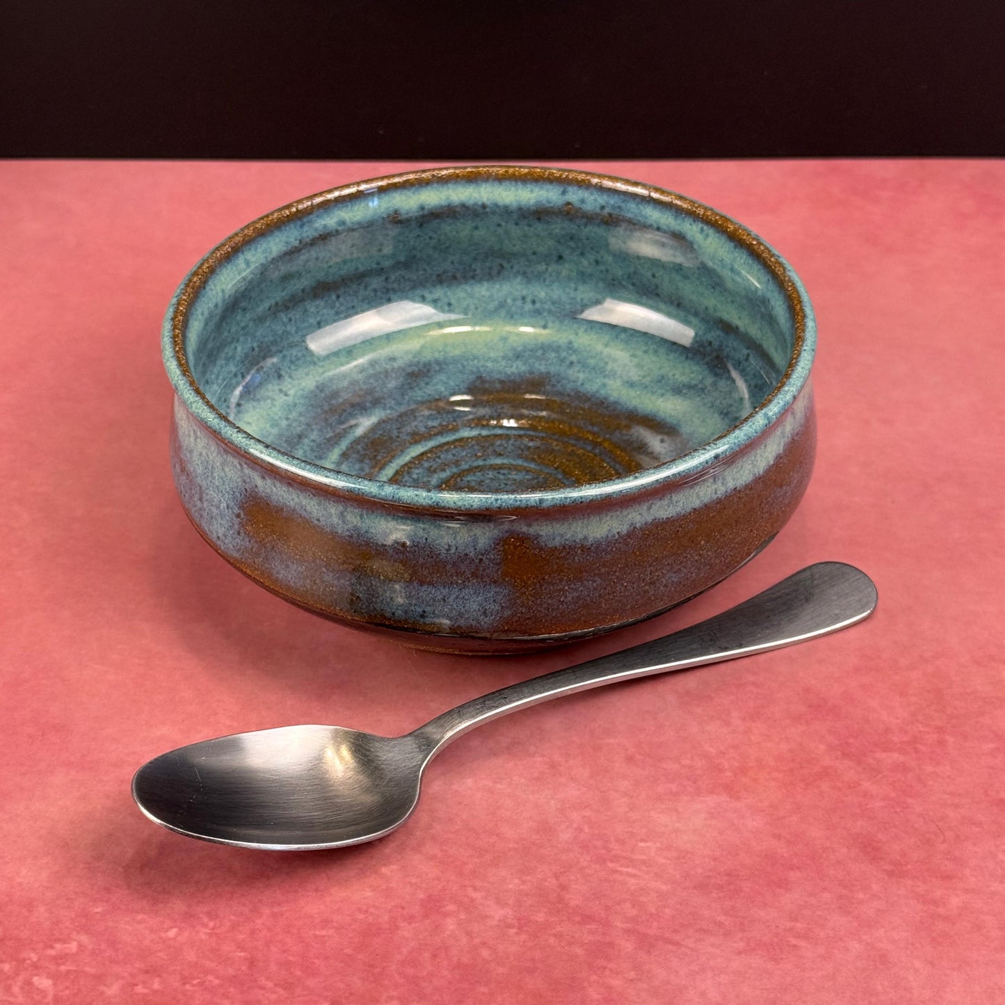 Blue with Brown Shallow Brown Stoneware Bowl