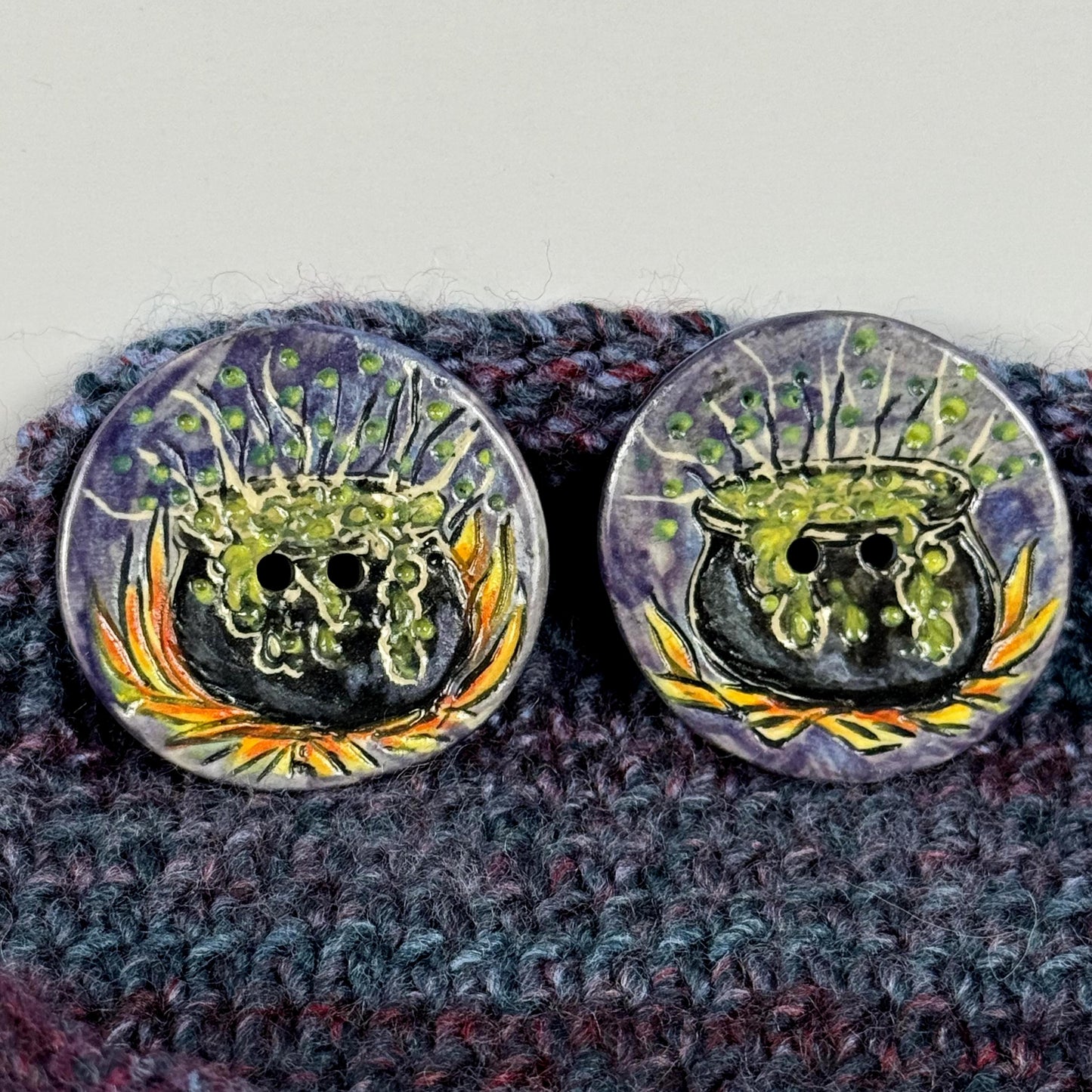 Witch's Brew Black Cauldron Large Round Button