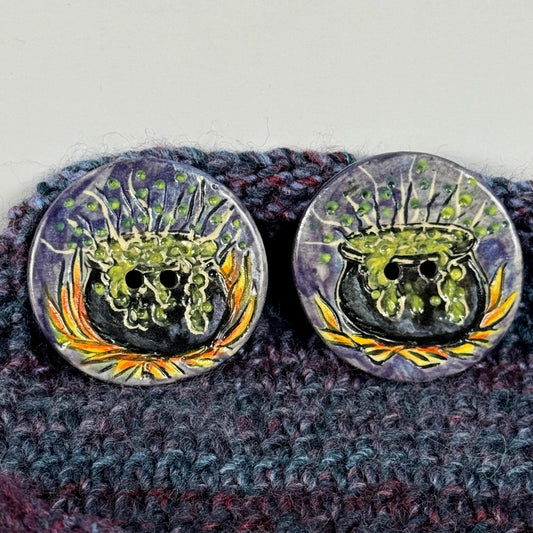 Witch's Brew Black Cauldron Large Round Button