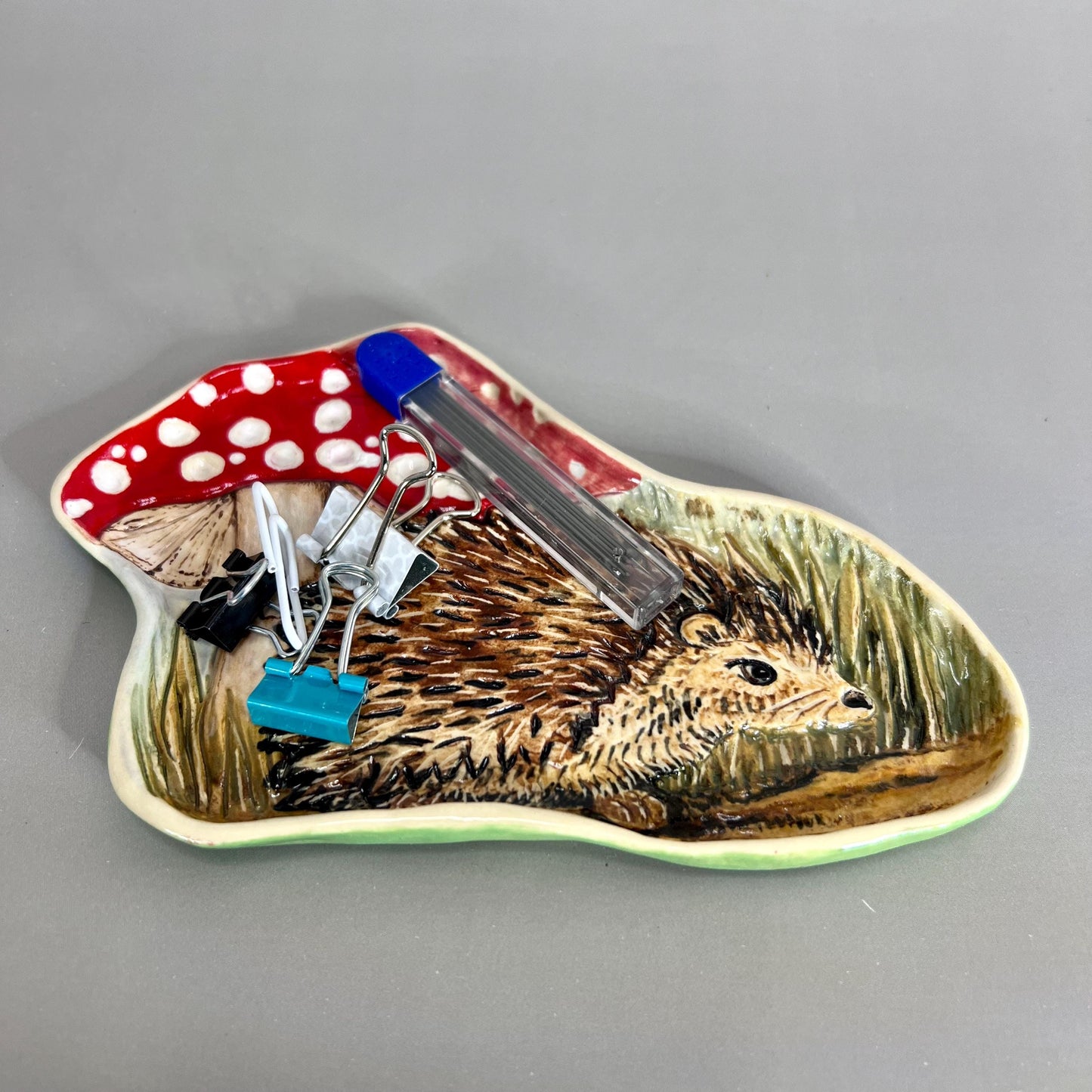 Hedgehog and Mushroom Trinket Dish/Tray/ Ring Dish/Spoon Rest