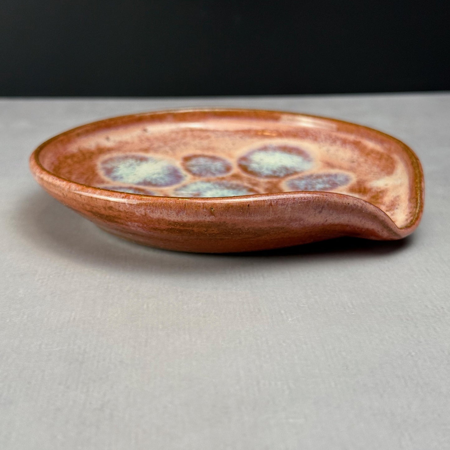 Pink and Blue Stoneware Spoon Rest