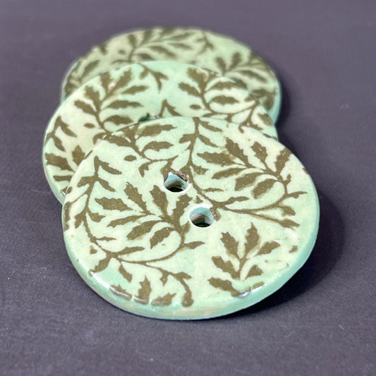Large Green Accent Button with Green Silkscreened Leaves