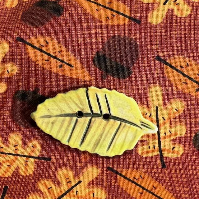 Yellow Leaf Shaped Ceramic Button