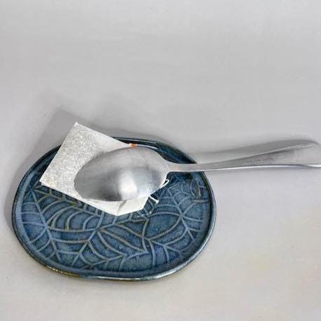 Small Dark Blue Oval with Spider Web Texture Trinket Tray/Teabag Holder/ Spoon Rest