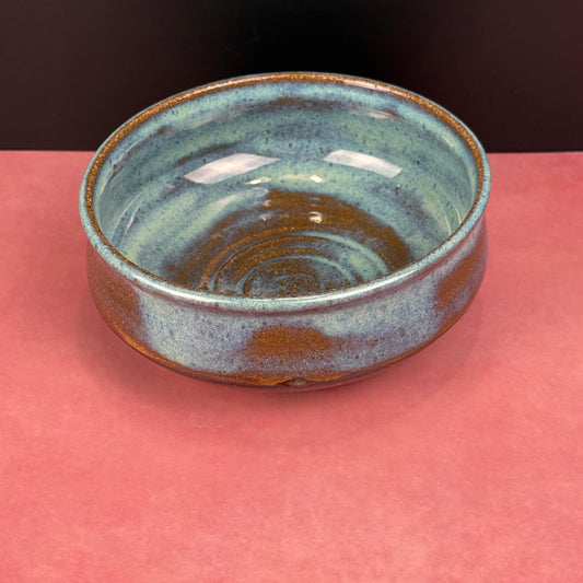 Blue with Brown Shallow Brown Stoneware Bowl