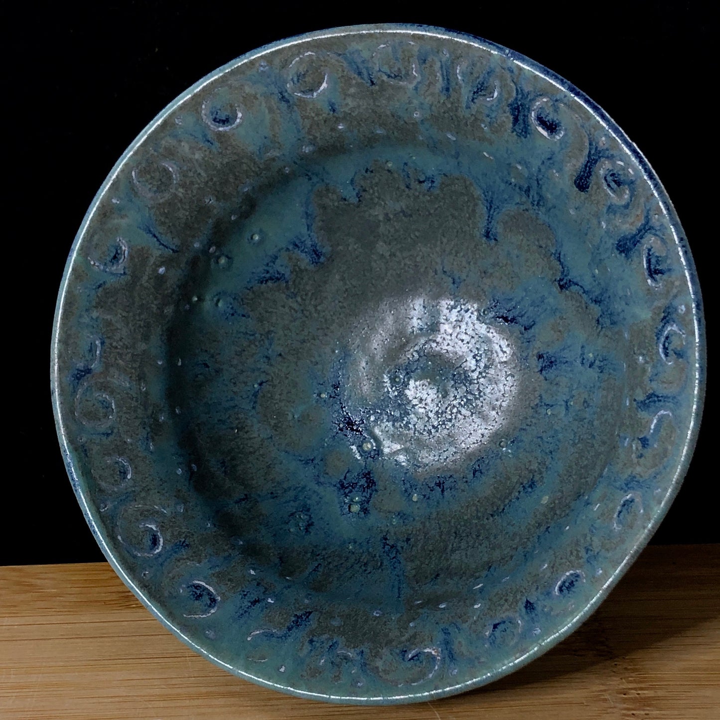 Blue Bowl/ Stoneware Trinket or Catchall Dish in Blue Stone Matte Glaze