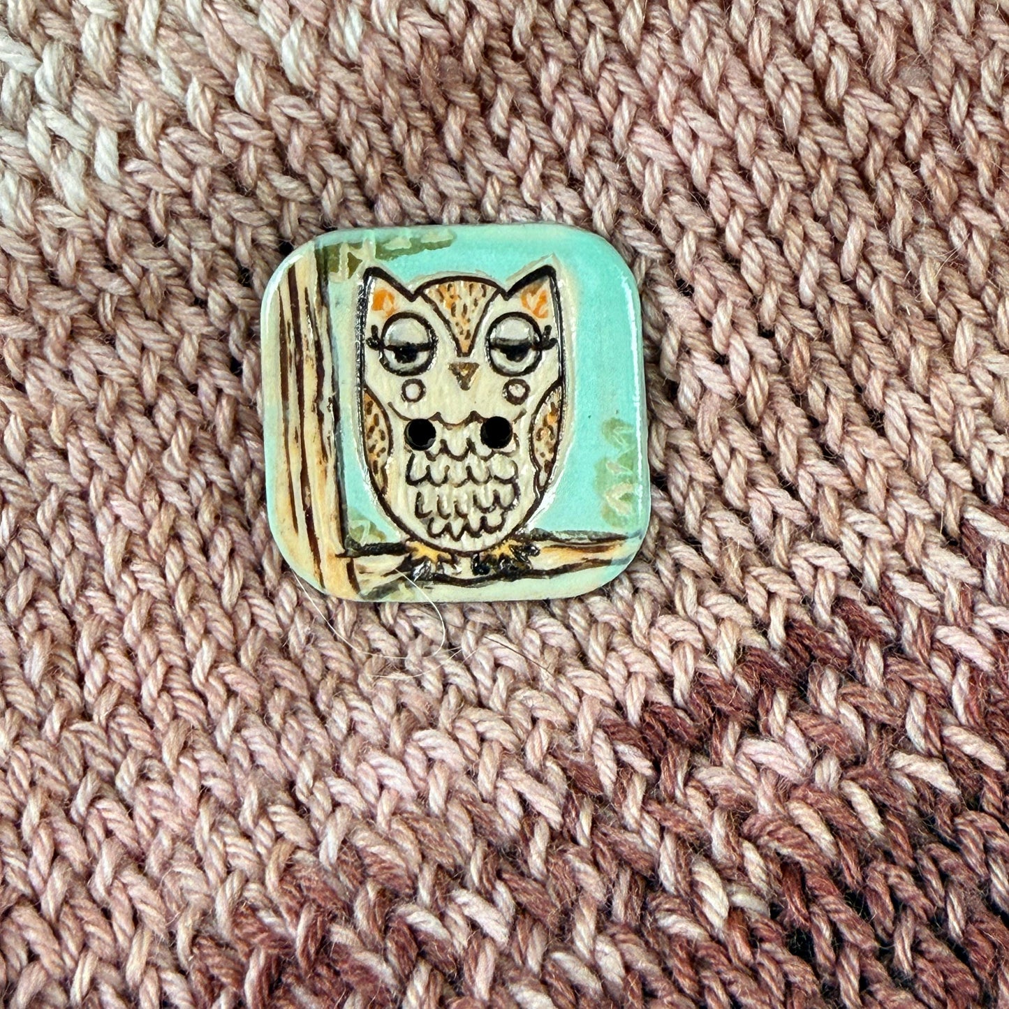 Retro Owl and Hedgie Square Ceramic Buttons