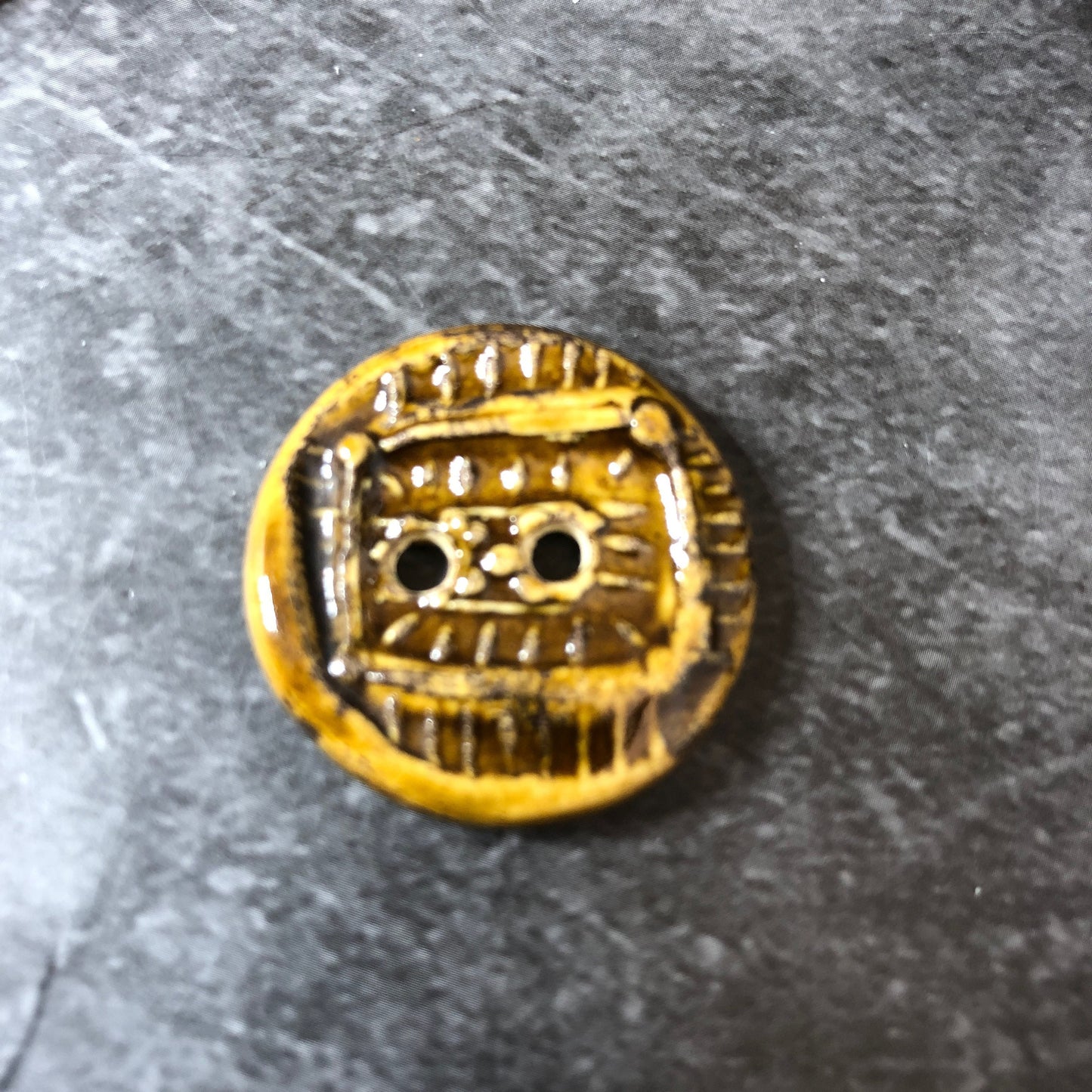 Textured Amber Brown Button